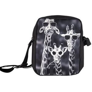 Black Crossbody Bag Giraffe Print Sunglasses Lightweight Adjustable Strap New